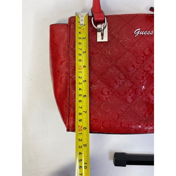GUESS Red Logo Embossed Tote Bag Purse - Picture 9 of 10